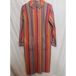 Shirt Dress Long Sleeves Vertical Stripes Collar Button Front Muriel Ryan Serbin